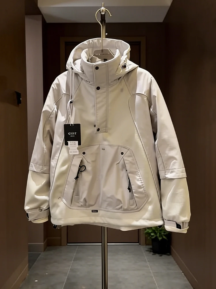 

Men's Casual Hooded Workwear Jacket Spring Autumn Outdoor Windbreaker Long Sleeve Polyester Fiber Straight Hem Regular Fit