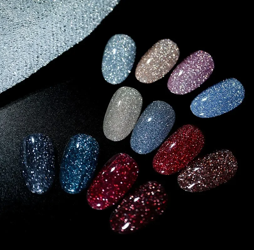 15ml Glitter Reflective Gel Nail Polish 13Color Christmas Red Pink UV LED Gel Varnish Soak Off Nail Gel Nail Polish for Manicure