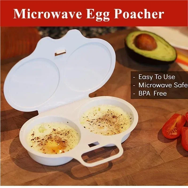 Microwave Egg Maker with 2 Cavity, Kitchen Cooking Mold Eggs Poacher Kitchen Gadgets Fried Egg Tool