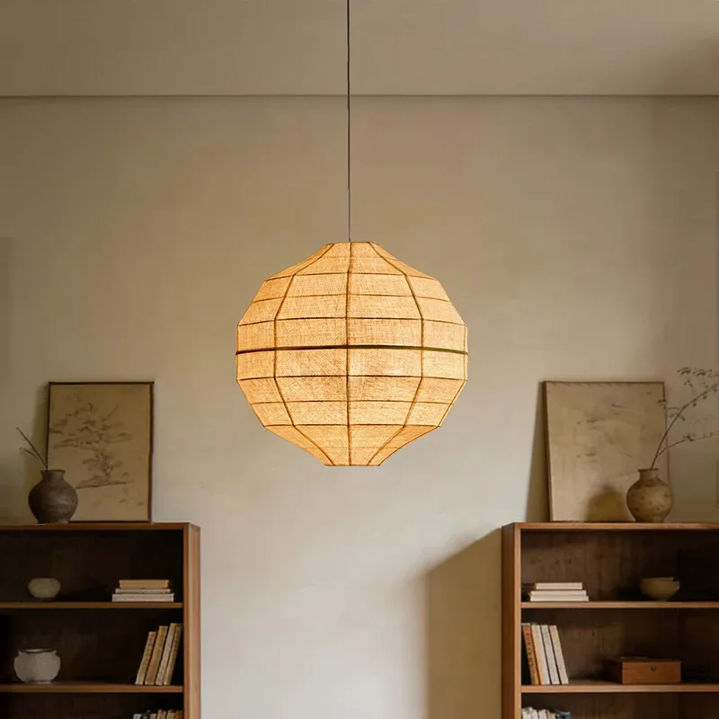 

Japanese Wabi Sabi Style Fabric E27 Pendant Lights Living Dining Room Decor Chandelier Lighting Home Bedroom Lustre Hanging Lamp
