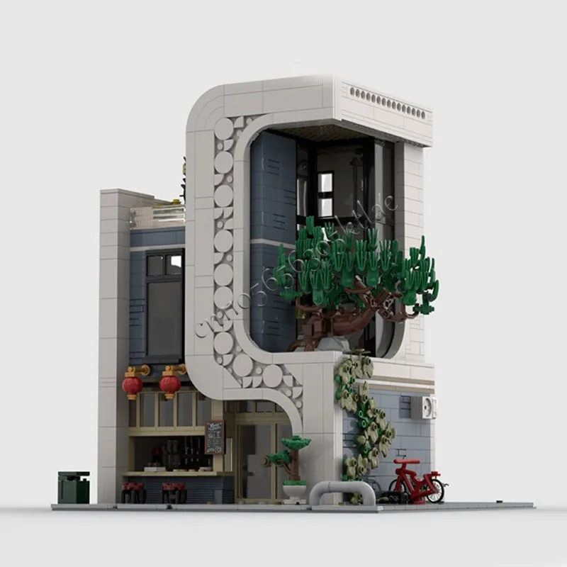 2295PCS MOC Modern City Street View Sushi House Building Model DIY Custom Puzzle Technology Creative Assembly Kids Toys Gifts