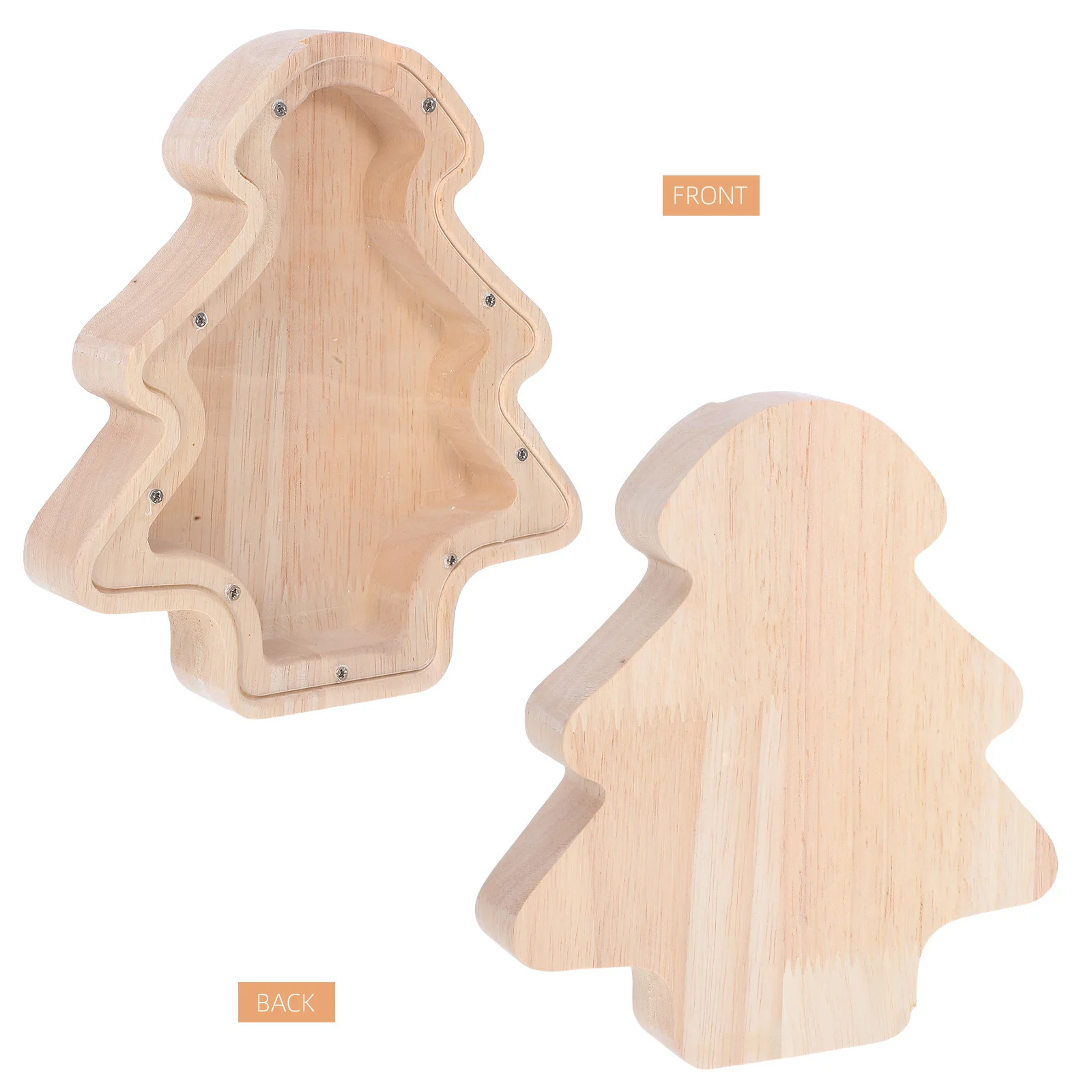 2個セット クリスマスツリー型貯金箱 木製 子供用貯金箱 コンパクトコインホルダー ホリデーパーティーの記念品やギフトに