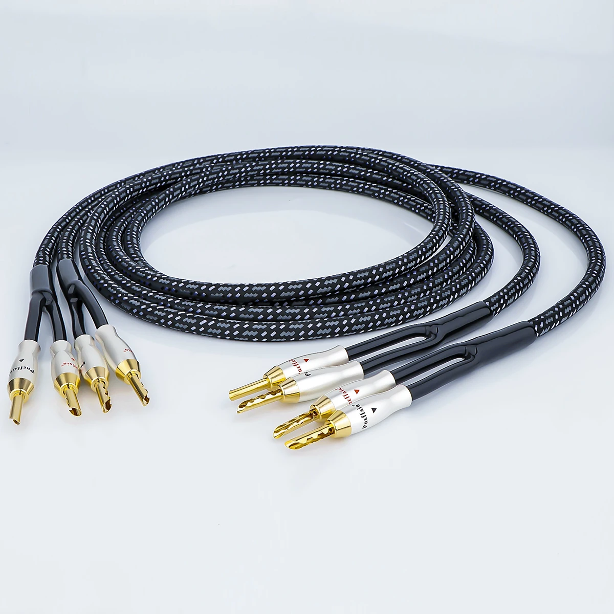 Pairhifi 14guage bfa Bananen stecker Lautsprecher kabel hifi occ versilberte Lautsprecher kabel mit Bananen steckern für HiFi-System verstärker – Detail 13