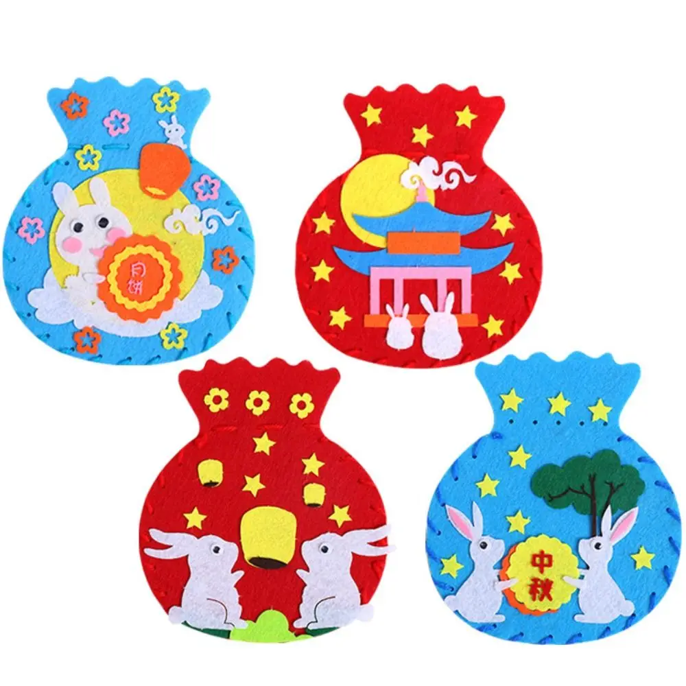 Non-woven Fabric DIY Mid-Autumn Drawstring Bag Rabbit Lantern Kids Montessori Arts Toy Cartoon Soft Handmade Mid-Autumn Toy