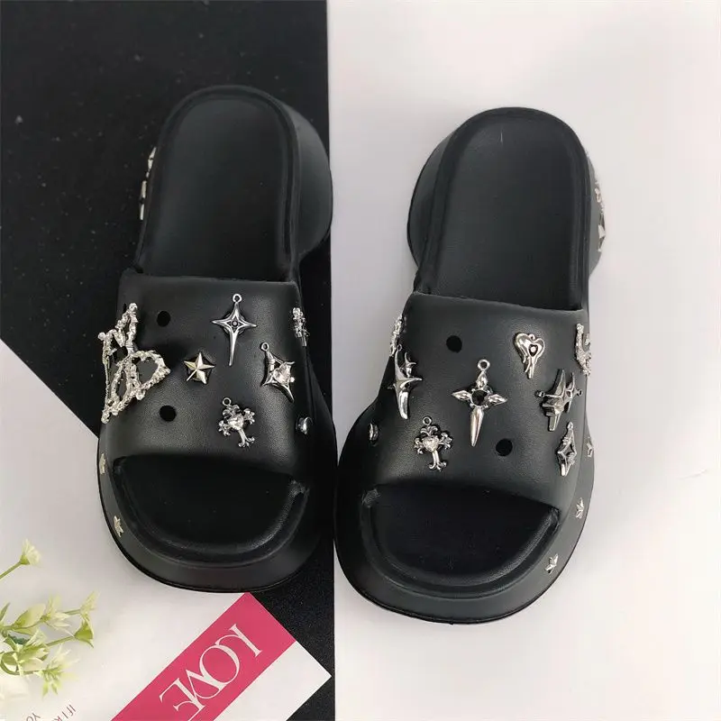 Women Summer Slippers EVA Clogs Sandals Four Pointed Star Decoration Garden Shoes Non-Slip Slides Thick Bottom Casual Shoe 35-40