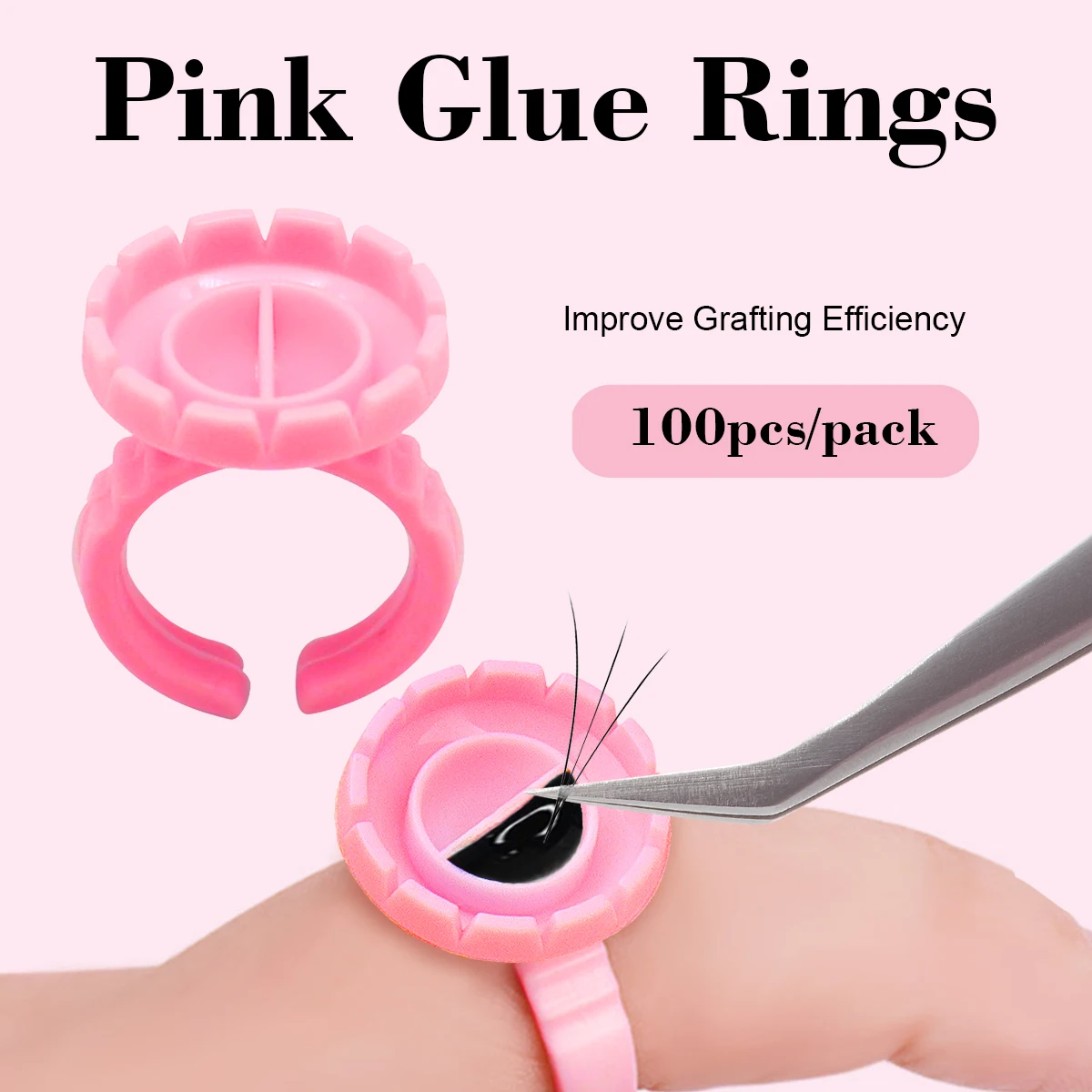 100Pcs Disposable Glue Ring Holder Eyelash Extension Supplies Eyelash Glue Fan Cup Tattoo Pigment Extension Cils Accesssoire