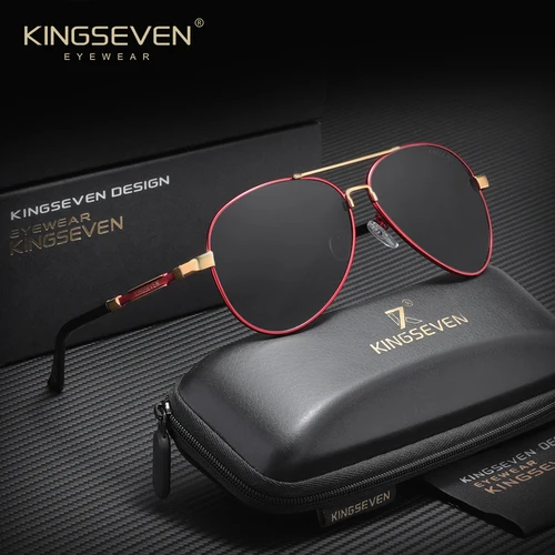 Imagen 2 del producto Marca KINGSEVEN, gafas de sol de piloto originales para hombre y mujer, gafas polarizadas UV400 a la moda para hombre, gafas clásicas de negocios antideslumbrantes