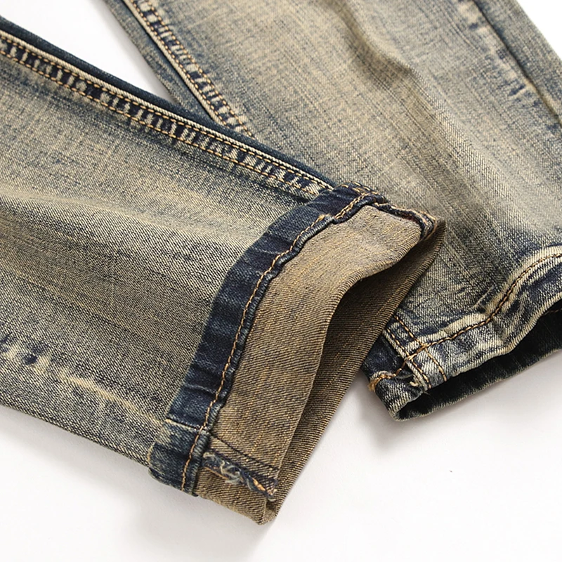 Jeans retrô plissado reto de motociclista masculino, calça casual de motocicleta de alta qualidade, outono, 2023