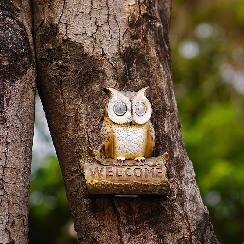 

Resin Biomimetic Solar Owl Decor Garden Solar Light Landscape LED Yard Outdoor Fairy Statue Welcome Wall Hanging Item