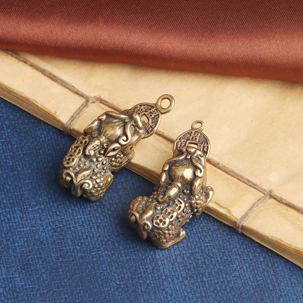 

4 Pcs Copper Pixiu Keychain Charm Decorative Hanging Ornament Brass Pendant DIY Accessory Lightweight Portable Unique Shaped