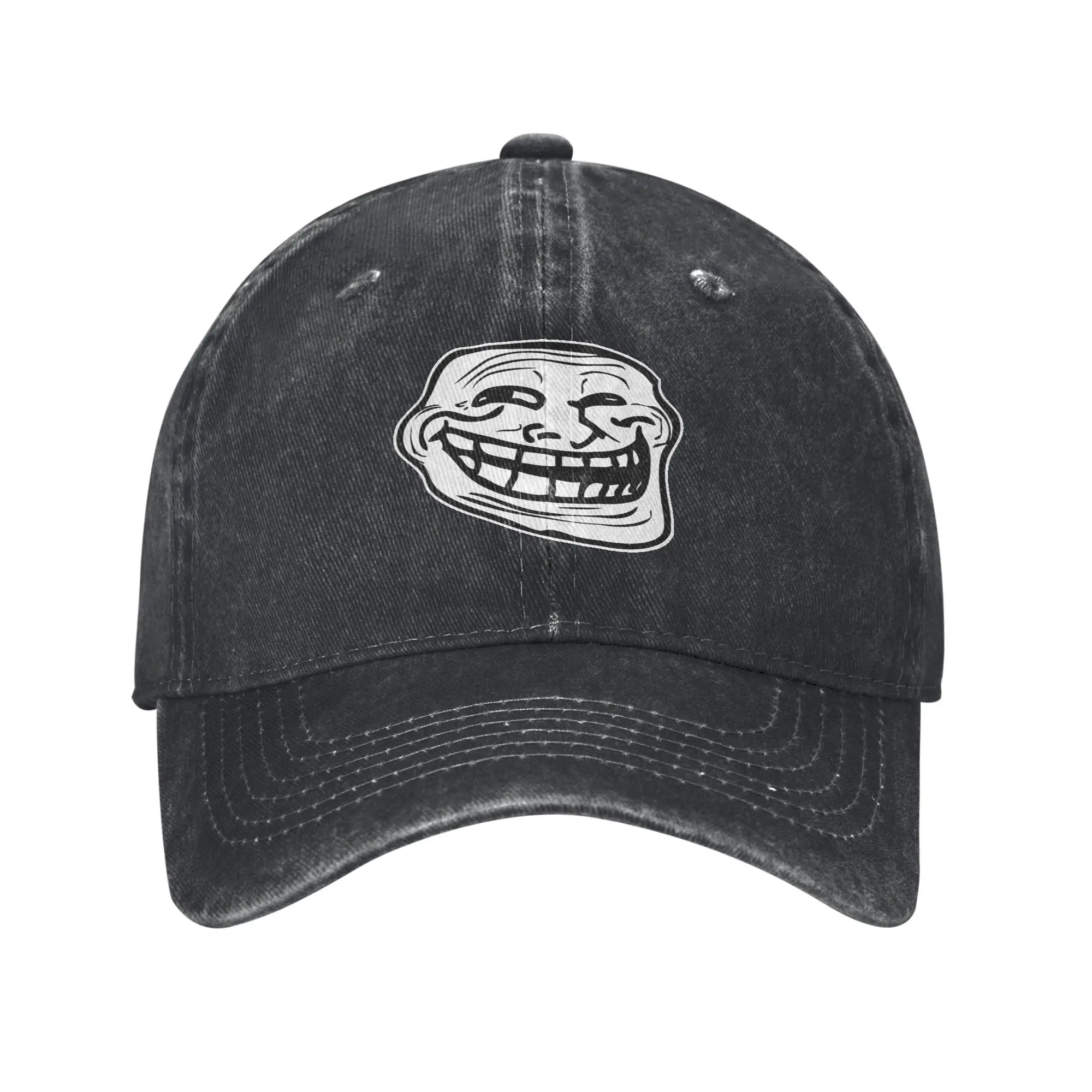 Fashion Trollface Meme Rage Comic Troll face Baseball Cap for Men Women Distressed Denim Snapback Hat Adjustable Hats Cap