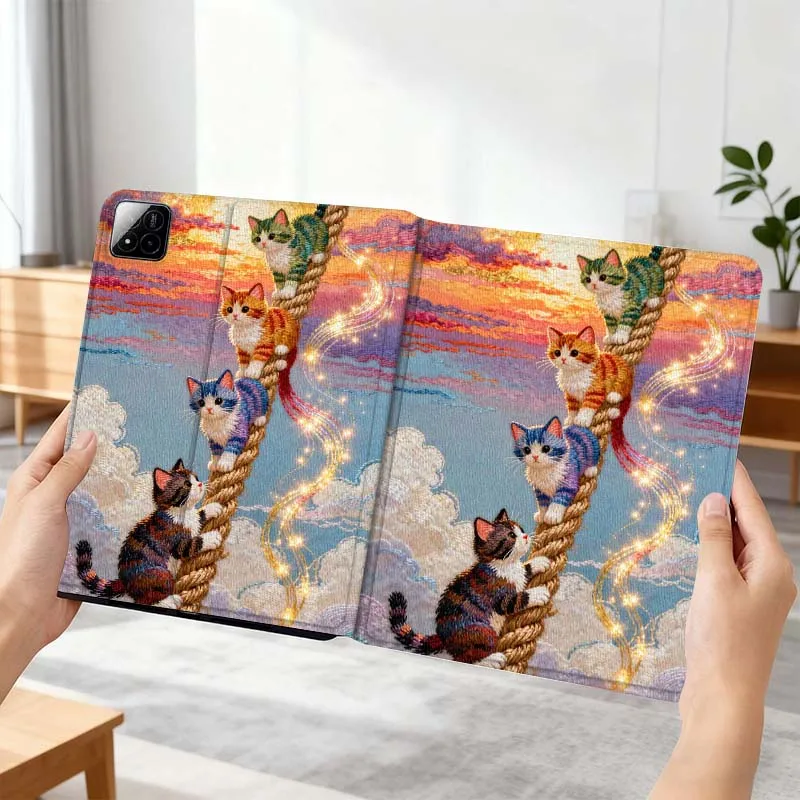 

Color Cat Popular Cartoon Art For Xiaomi Mi Pad Mini 4 5 6 7 SE Pro Plus Redmi Pad 2 SE 2025 8.8 11 Foldable Tablet Case Gift