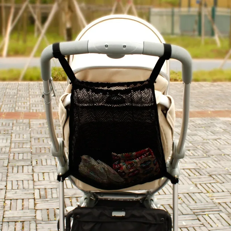 Summer Stroller Net Bag Portable Large Capacity Pram Storage Pocket Baby Stroller Hanging Net Organizer Bag Stroller-Accessories