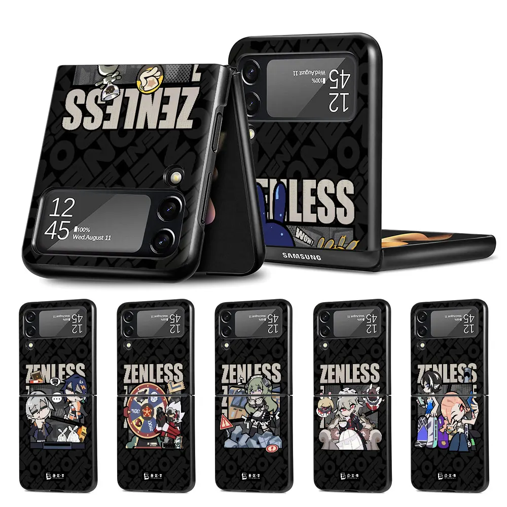 Zenless Zone Zero ZZZ Cartoon Case for Samsung Galaxy Z Flip4 Flip3 5G PC Hard Cell Phone Shell Z Flip 4 3 Black Coque Zflip4