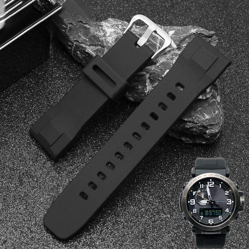 For Casio 5497 PRG-600 650Y strap 5571 PRW-6600Y/YB watch band soft sports waterproof nylon silicone watch strap for men 24mm