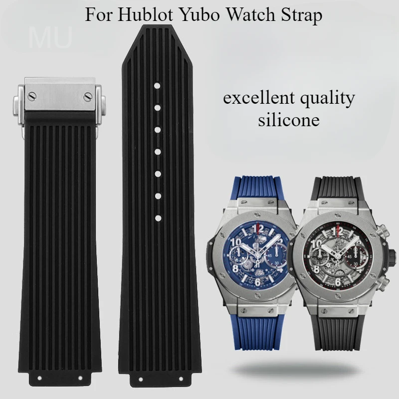 Exquisite Silicone Watchbands for Hublot Yubo Big Bang Classic Fusion Series Soft Waterproof Breathable Strap 26x19mm