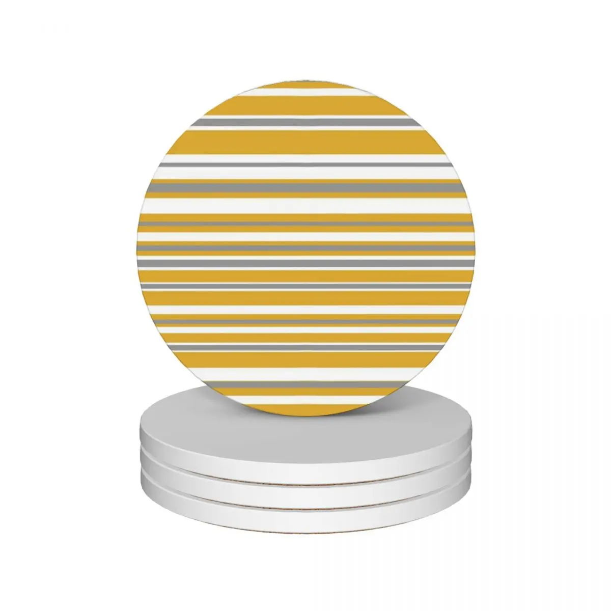 

Perfectly Mustard Variable Stripe Pattern with Grey and White Ceramic Coasters (Set of 4) custom set cute Coasters