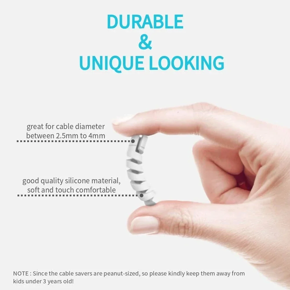6/20pcs Cable Protector Silicone Charge Cable Spiral Winder Wire End Cord Savers Cover For Phone USB Charger Cable Accessories view 5