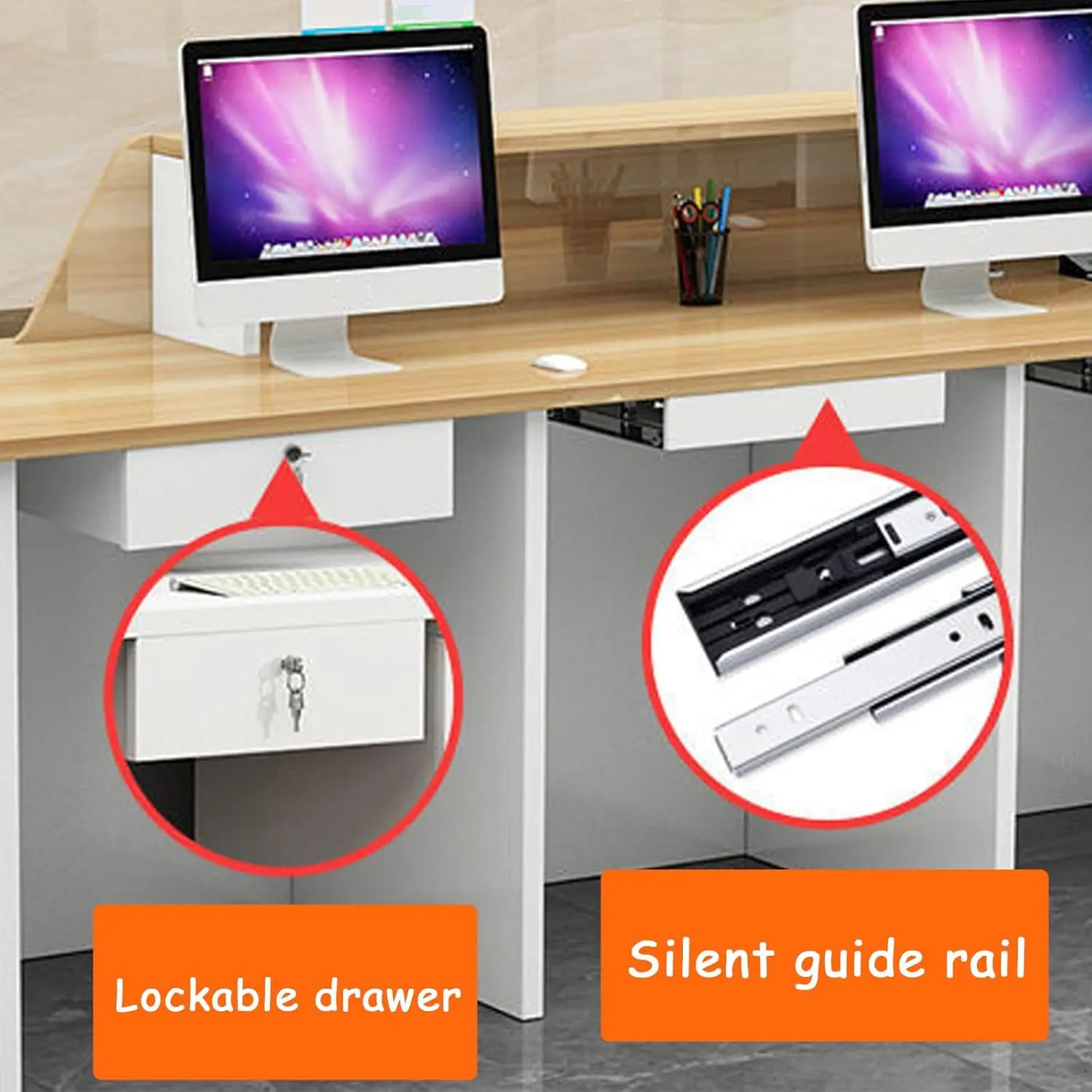 Reception Desk, Front Counter Desk with Lockable Drawer,Modern Retail ,Computer Workstation for Clothing Store,Beauty Salon