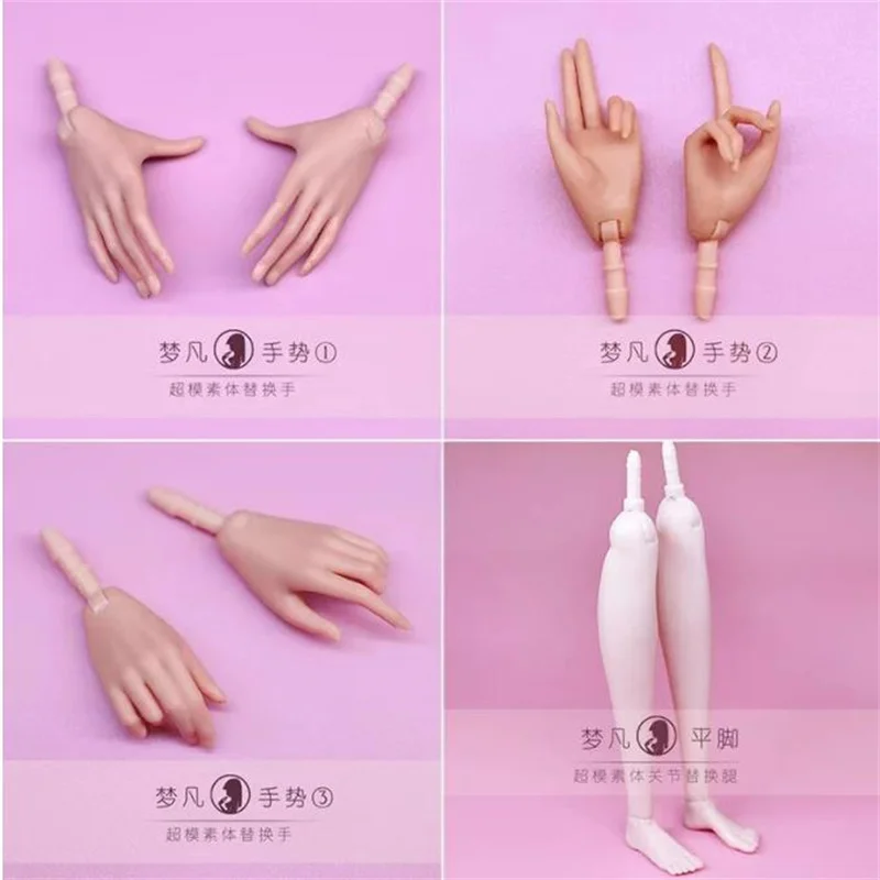 FR Super Model Body Replacement Hands Legs Fashion Doll White Beige Brown Super White Color Hands DIY Dressing Doll Accessories