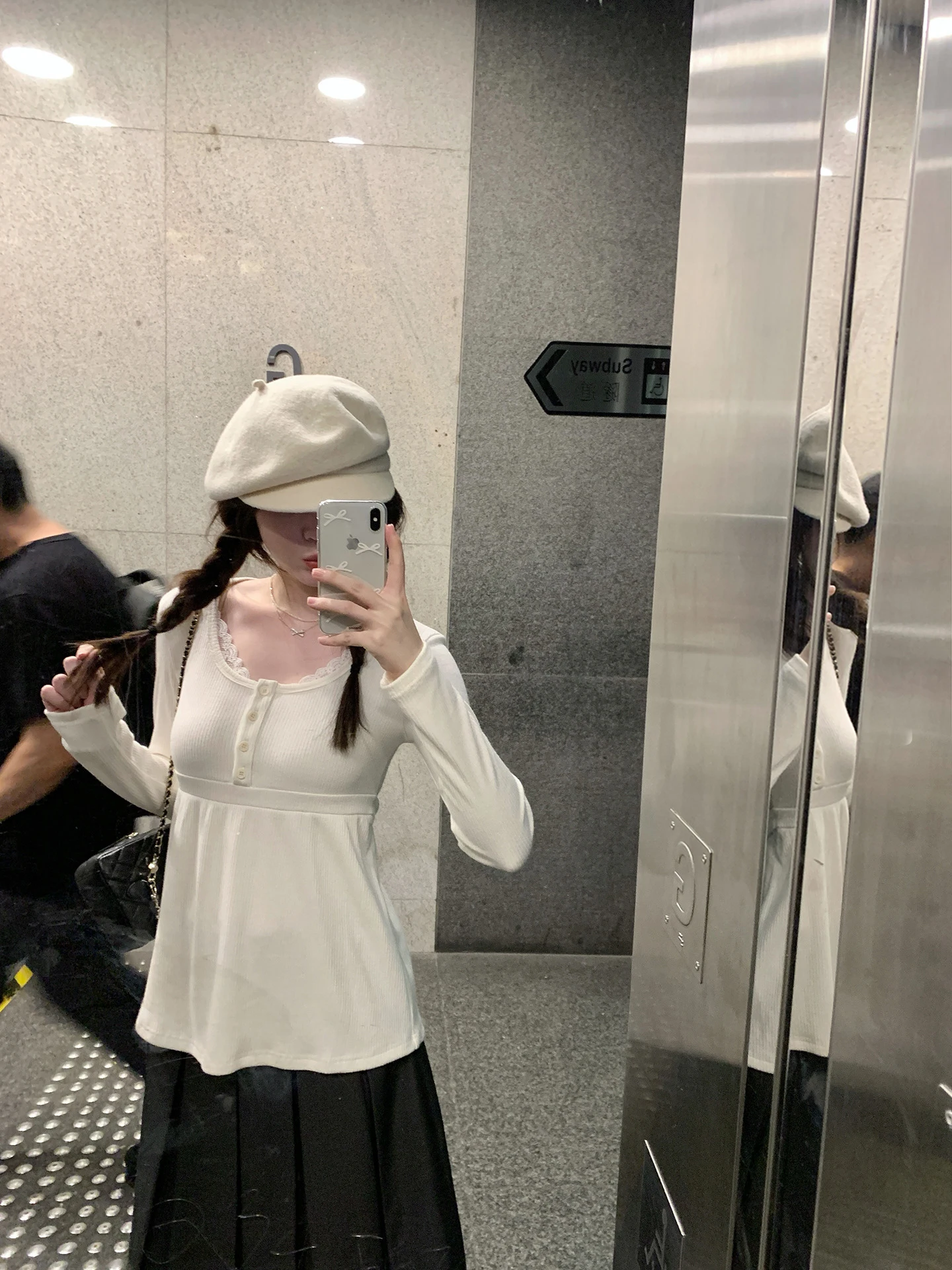 

Корейская женская осенняя футболка-топ с длинным рукавом, кружевными вставками, круглым вырезом, поясом и эффектом утяжки, в стиле Sweet Doll