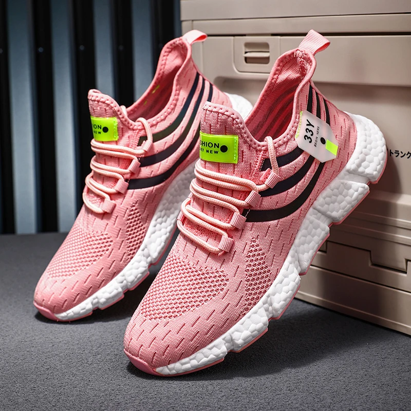 Men Women Running Shoes Lightweight Casual Sneakers Breathable Knit Racing Shoes Rebound Trail Athletic Shoes Walking Shoes