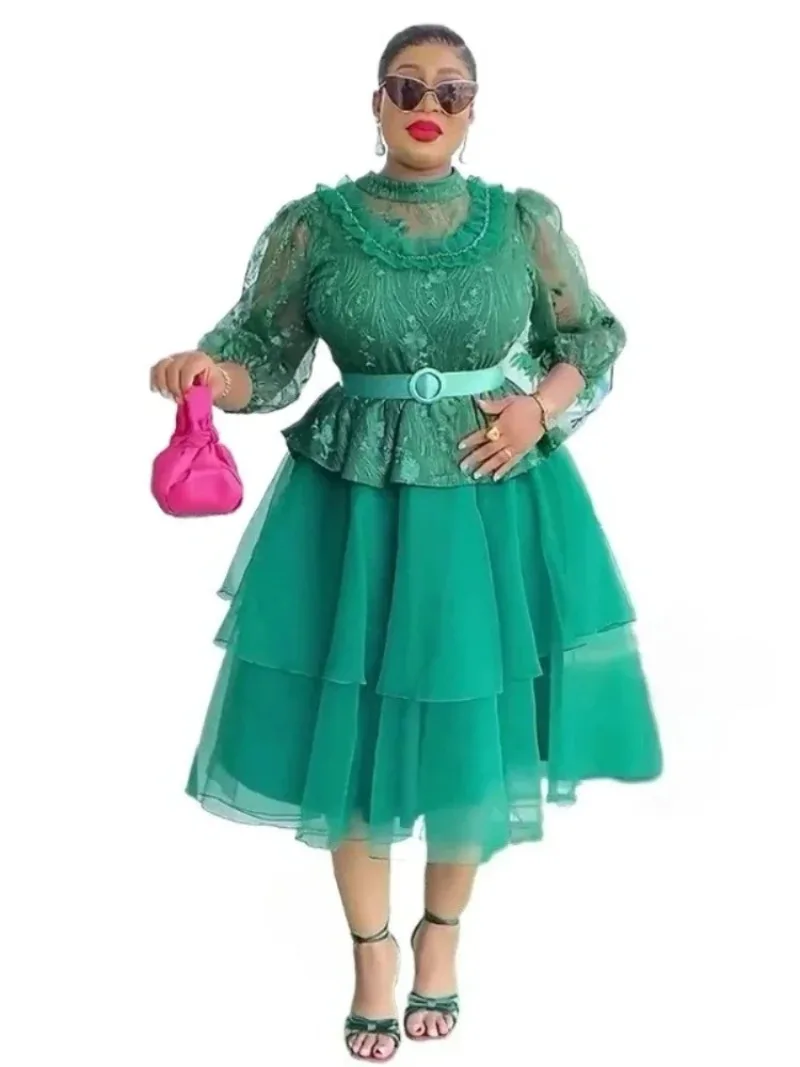 

Elegant African Dresses for Women 2025 New Fashion Africa Clothing Plus Size Lace Wedding Party Dress Dashiki Ankara Outfit Robe