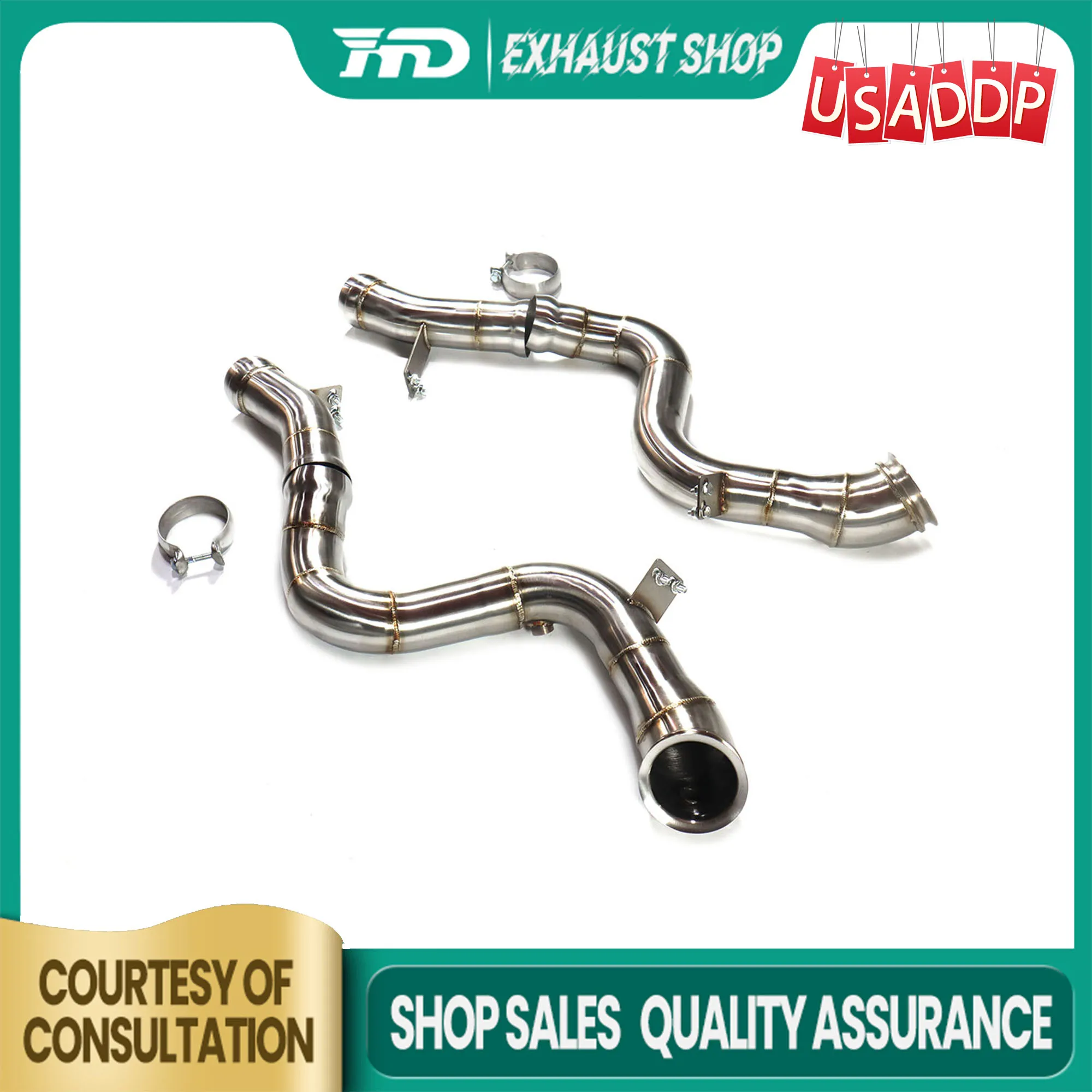 

HMD Downpipe car for Mercedes Benz S63 W222 4.0T Exhaust system Complete parts NO Heat shield Stainless steel