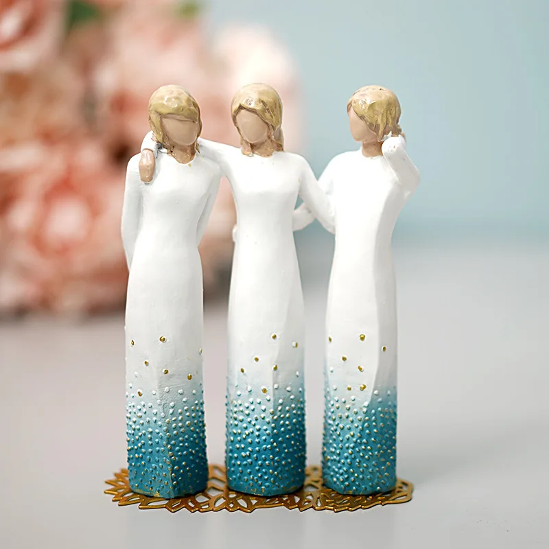 New Three Sisters Ornaments Around Me Resin Crafts Ornaments Holiday Commemorative Gifts Creative Gifts Home Desktop Decoration