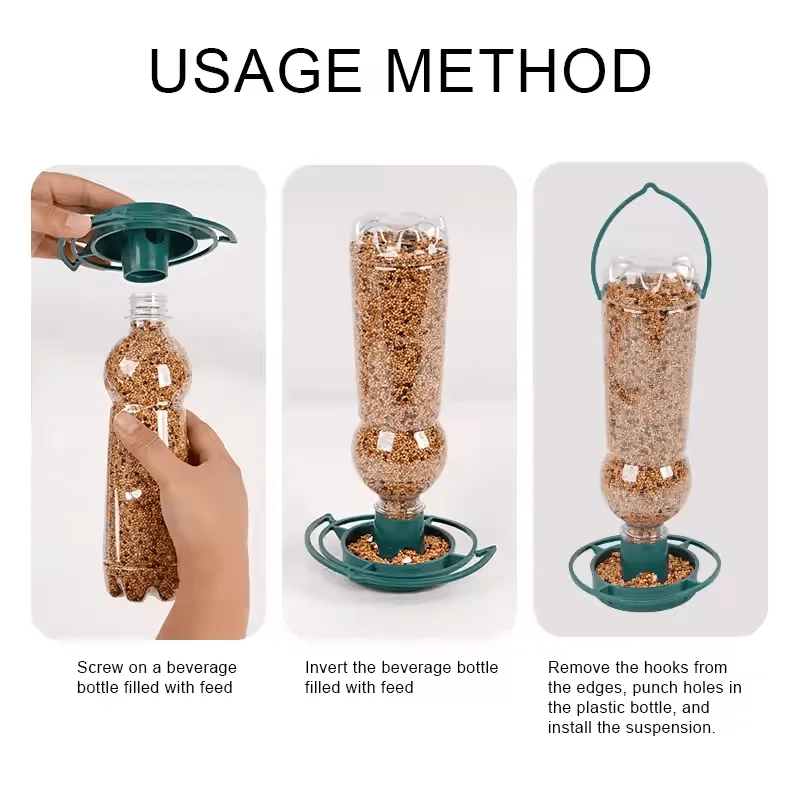 DIY Plastikflaschen-Vogelfutterhaus - Hängender Automatischer Spender für Balkon & Garten – Detail 4