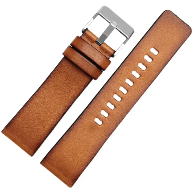 Comfortable Breathable Genuine Cow Leather Watchbands for Diesel Dz2002 Dz4343 Dz7417 Dz4318 Retro Series Watch Strap 24 26 28mm