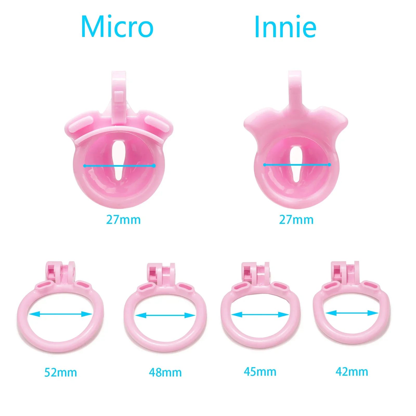 New Cute Male Sissy Negative Pink Chastity Lock Innie Chastity Cage Penis Binding Chastity Device Strap 4 Rings Adult Sex Toys