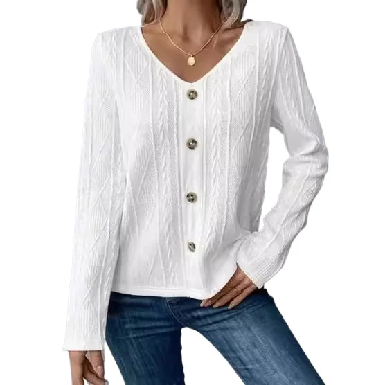 

Womens Long Sleeve Tops Lace Crochet Casual Shirts Button Down V Neck Blouses Dressy Trendy Fashion Fall Clothes