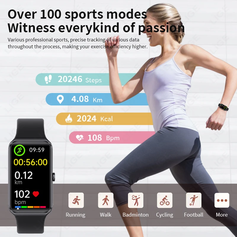 LIGE chytrý hodinky muži Bluetooth volat spojený telefon hudba fitness sportovní náramek spánek monitoring vodotěsný dámy chytré hodinky