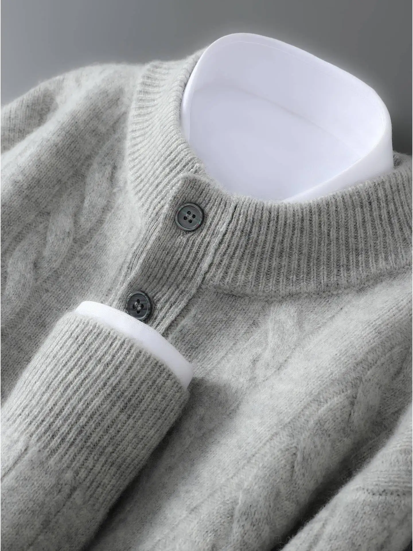 

Autumn Winter New Sle Men's f High Collar 00 Pure Wool Sweater Thiened Loose Knitted Woolen Casual Twist Yarn Camer...