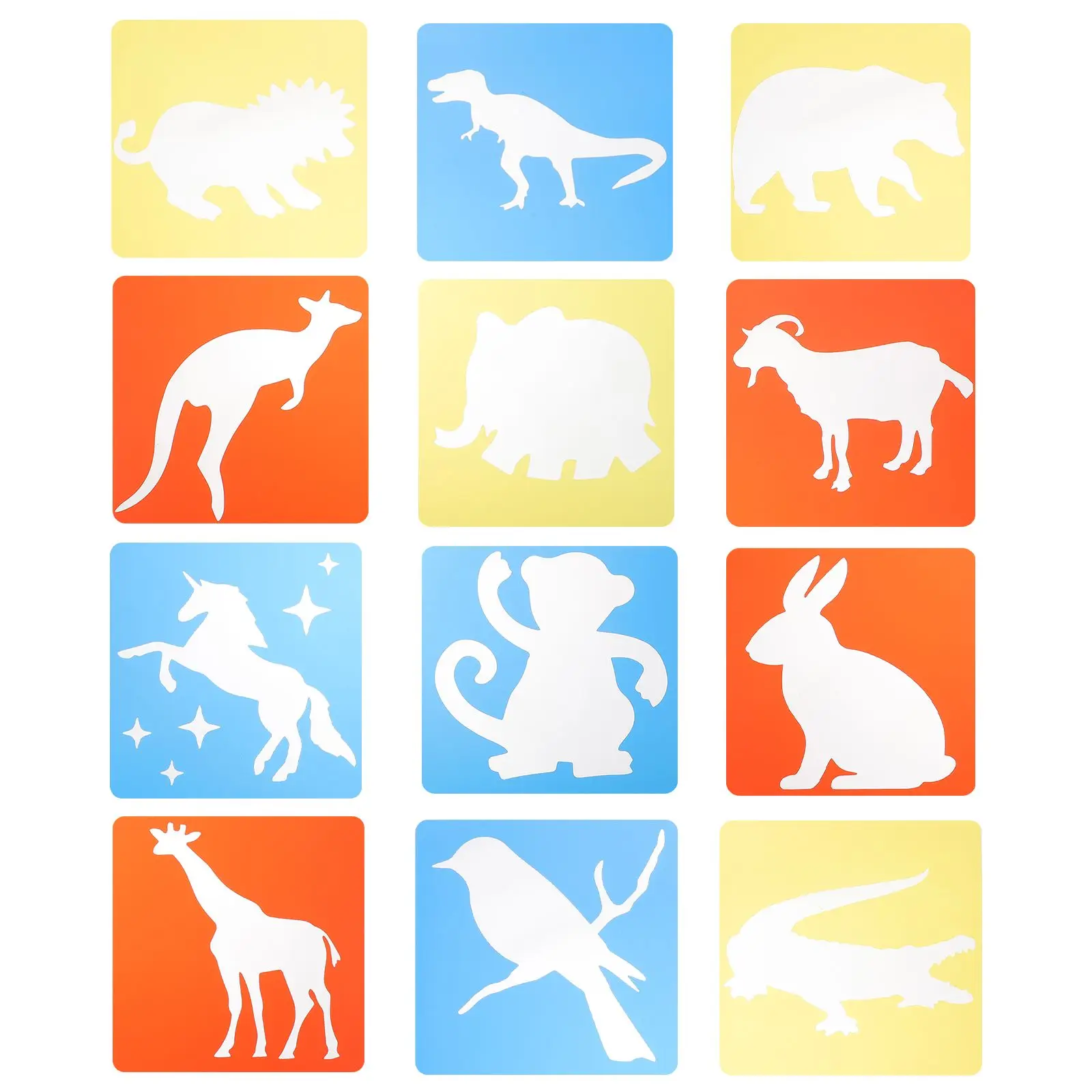 

12 Pcs Animal Doodle Template Hollow Out Drawing Templates Reusable PP Material for Kids Supplies Stencils Craft Projects