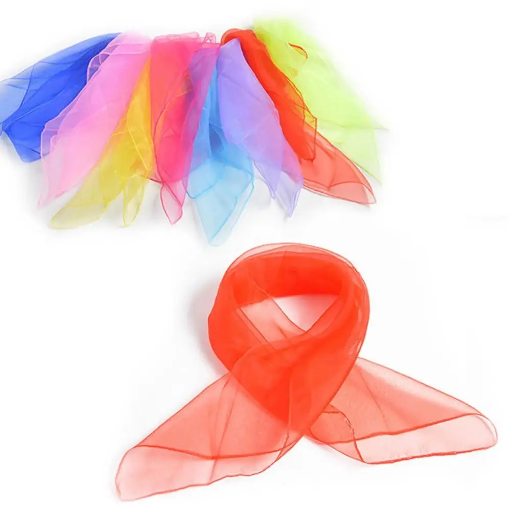 Candy Color Square Scarf Women Performance Small Scarves Soft Dance Neck Scarf Bandana Chiffon Silk Neck Scarf Square Wrap Shawl