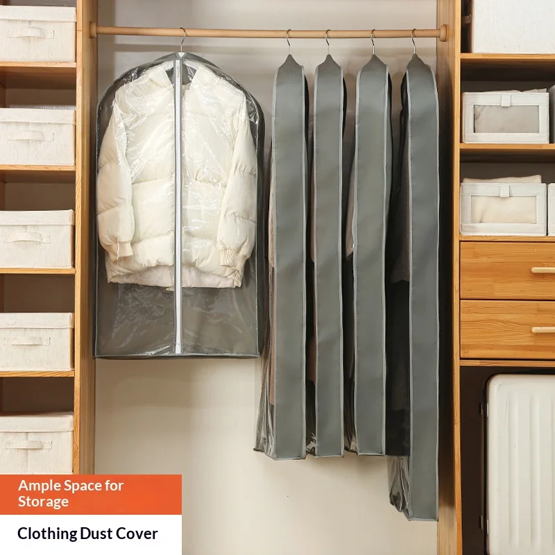 

Плотный пылезащитный чехол для одежды, прозрачный подвесной чехол для одежды, 3D-чехол для костюма с водонепроницаемой защитой, органайзер для хранения в шкафу