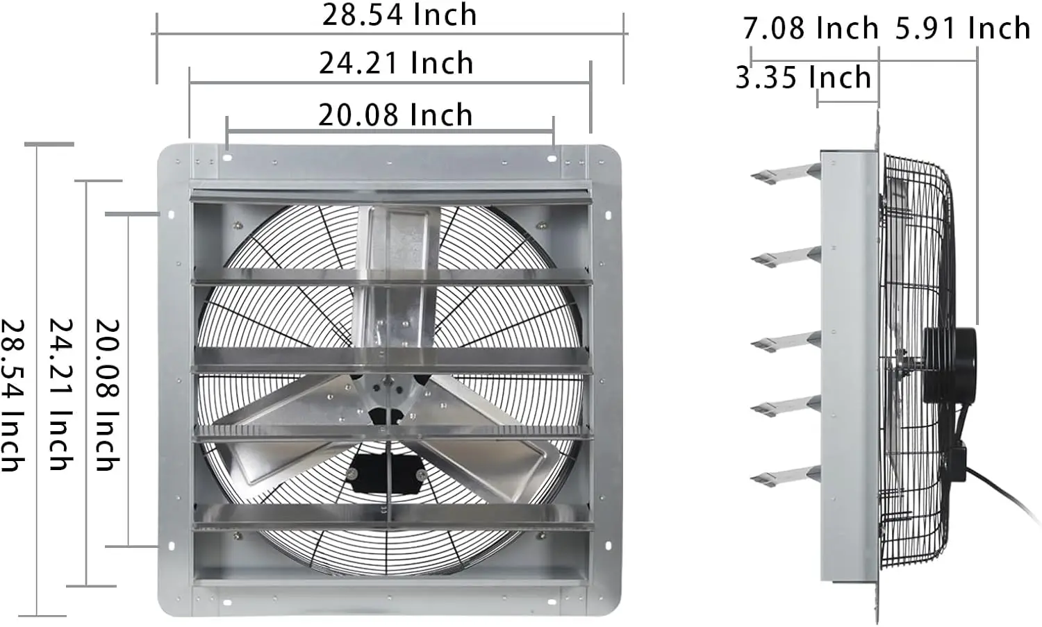 KEN BROWN 24 Inch Shutter Exhaust Fan With 1.65 Meters Power Cord & Speed Controller Wall Mounted, High Speed 4400CFM,