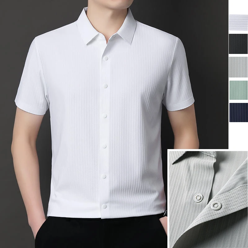 

Men's 2026 New Solid Color Short Sleeve Shirt, 150GSM Lightweight UV50+ Cooling & 10A Antibacterial, Casual Shirt, 5 Colors