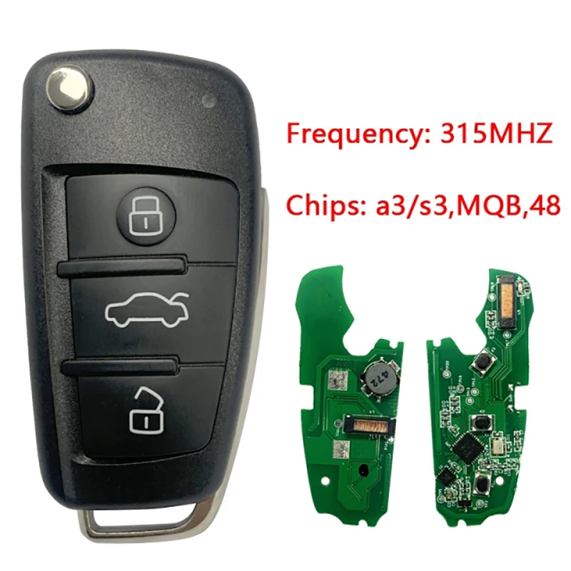 CN008099 Keyless Go Remote Flip Key MQB ID48Chip 315MHz For Audi A3 S3 2012-2017 Remote Fob 8X0837220D 8X0837220C