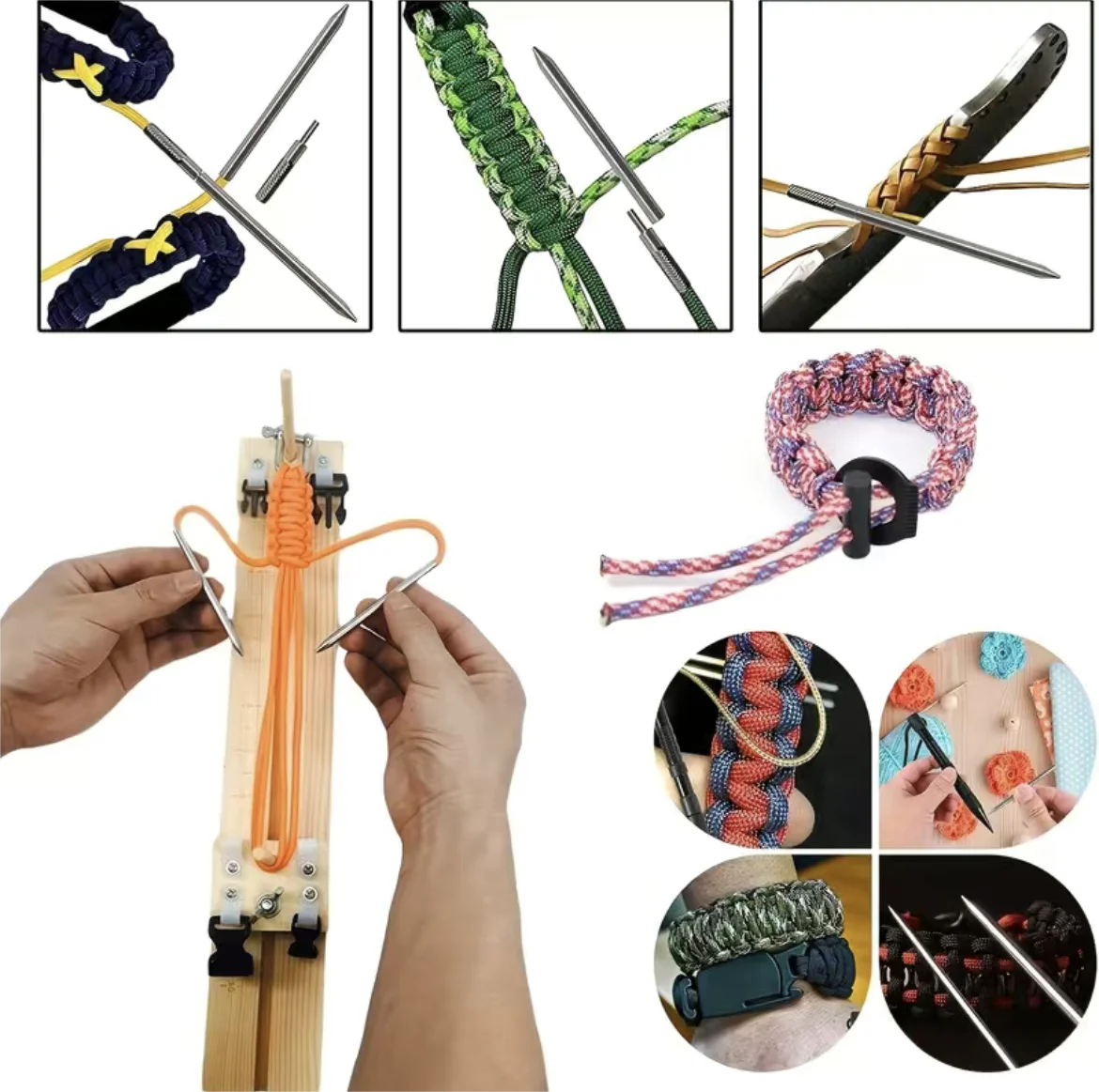 4-11Pcs Paracord Lacing Needle Set 201 Stainless Steel FID Needles Smoothing Tool for Bracelet Weaving DIY Knotting view 3