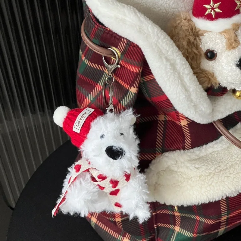 2024 Mini West Highland Vivid Animal Image Dog Soft Stuffed Plush Toys Cartoon Style Bag Decoration Keychain Dolls Kids Love