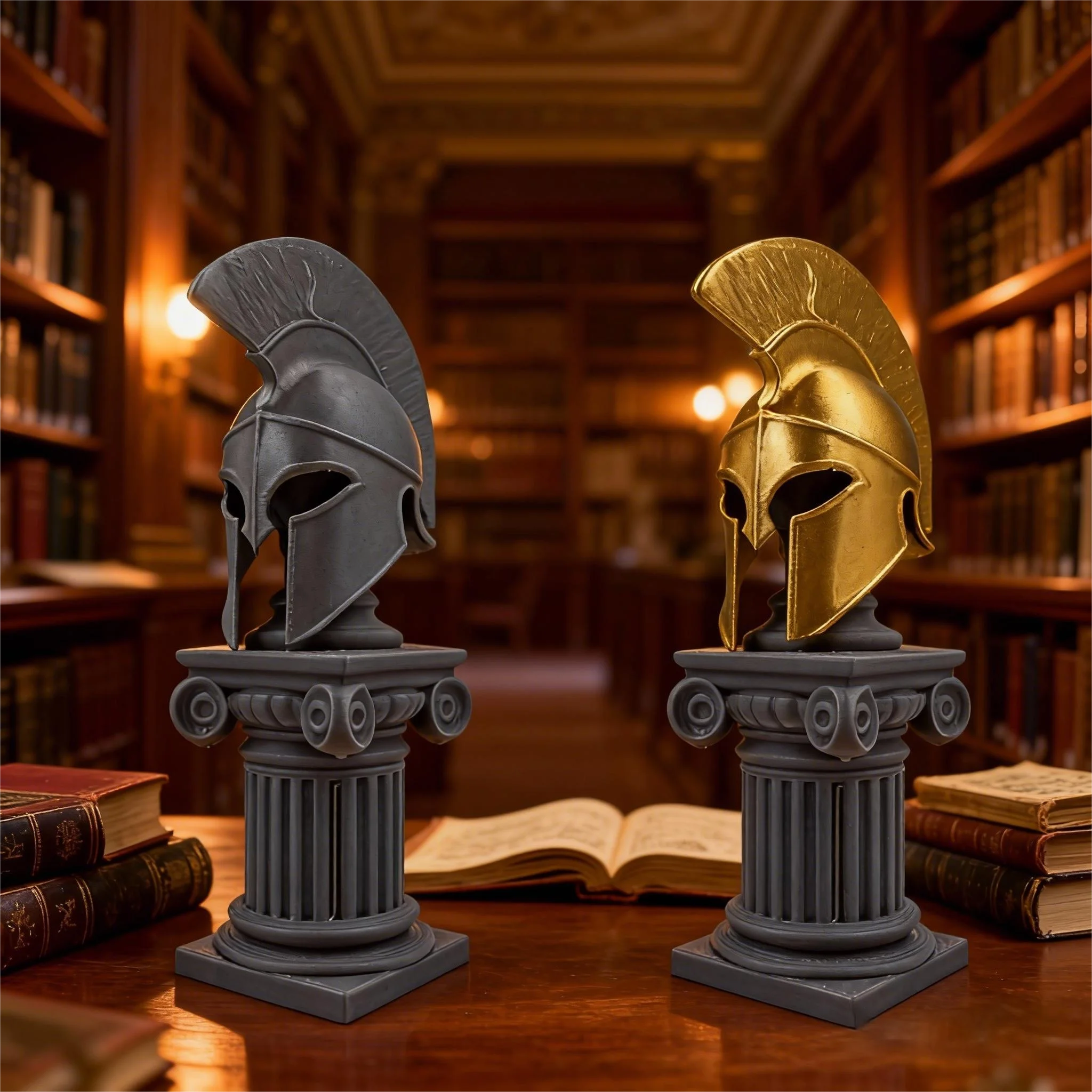 1pc Spartan Helmet Column Figurine, suitable for desktop, desk, office & entryway display. Perfect for New Year's Day.