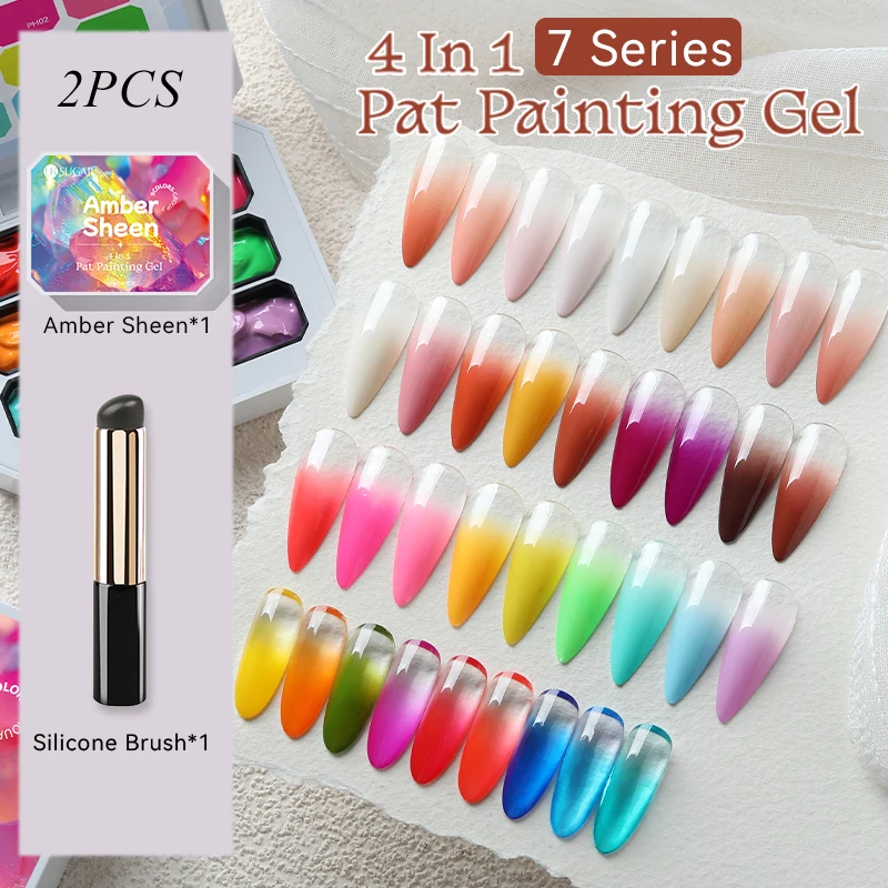 UR السكر 2 قطعة 9-colors جديد شعبية اللون الربت هلام التدرج اللون شبه دائم اللوحة UV و LED هلام مسمار الفن خلق الورنيش