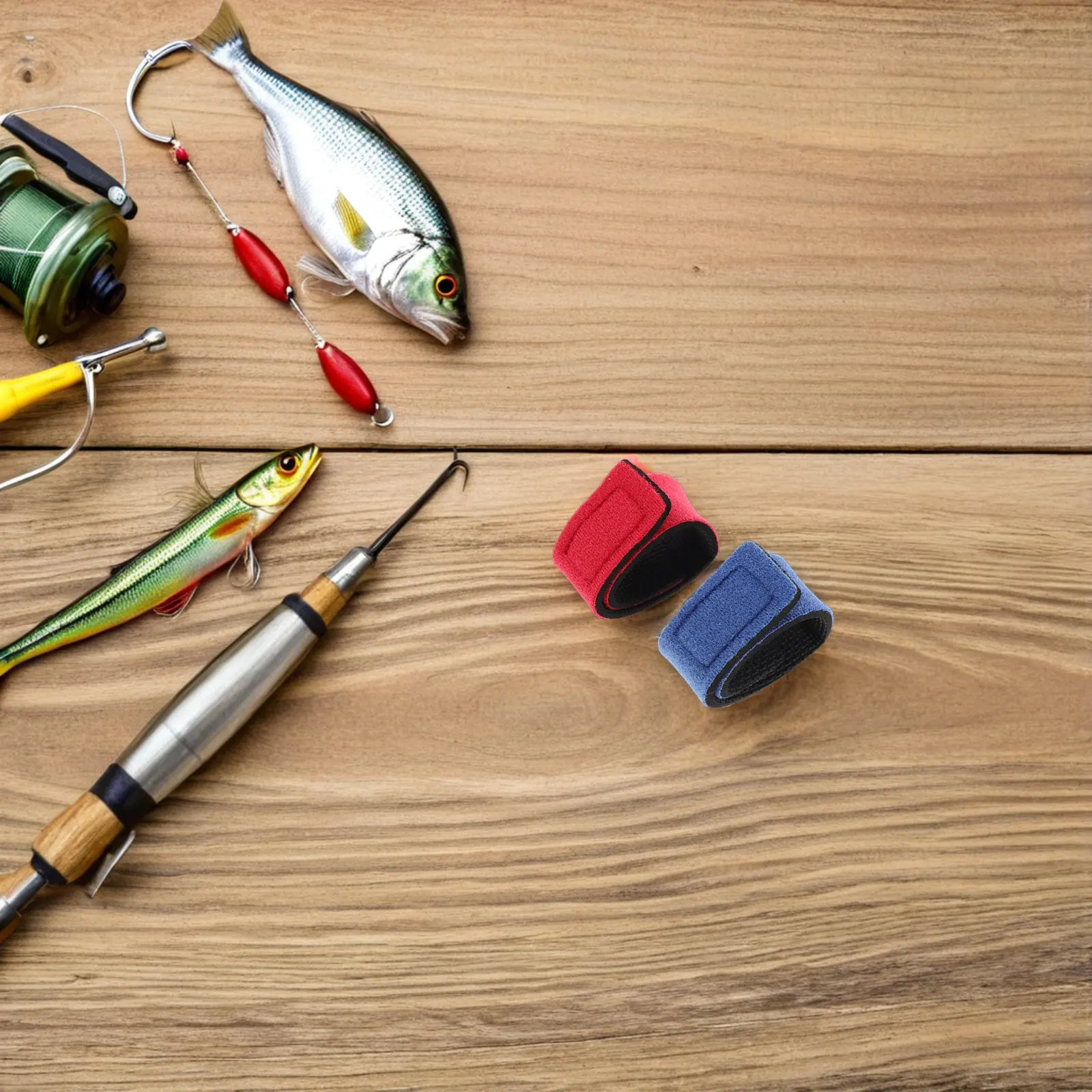 

6Pcs Fishing Rod Tie Holder Straps Red Blue Adjustable Elastic Bands for Secure Transport Organizing and Protecting Fishing