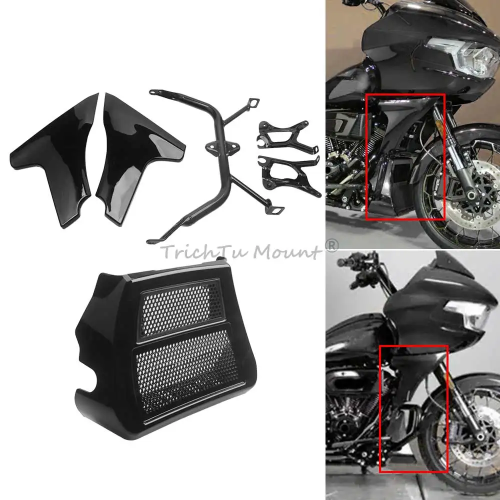 Motorcycle Side Fairing Panel and Front Spoilers Radiator Chin Cover For Harley CVO Road Glide CVO Road Glide ST Road Glide