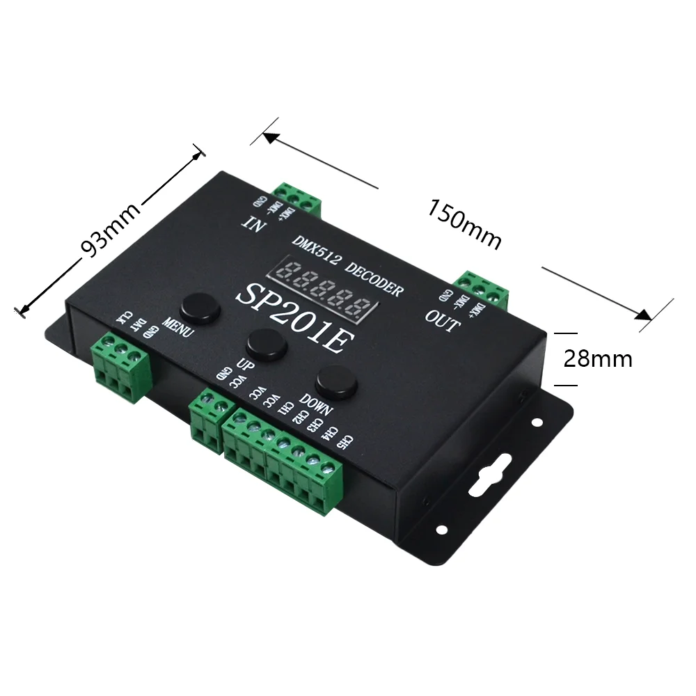 DMX to SPI LED Controller Decoder and WS2812B LED Matrix Panel SP201E 5 Channel DMX 512 RGB WW Decoder Controller SK6812