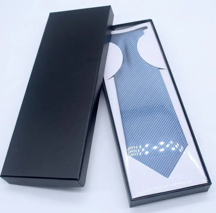 Black Cardboard Necktie Package Boxes Gift Boxes Men's Tie Display Storage Cases with Clear Window Wholesale