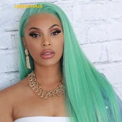 13x4 Transparent Mint Green Lace Front Wig Colored Straight 13*6 HD Lace Frontal Or 4x4 Closure Human Hair Wigs For Women